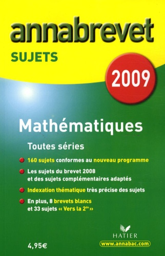 Annabrevet 2009 Math&eacute;matiques sujets Hatier