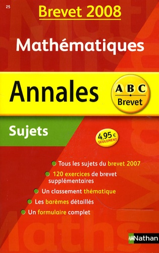 Annales math&eacute;matiques Brevet 2008
