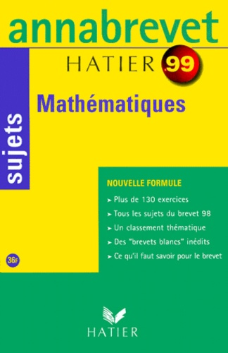 Annabrevet 1999 Math&eacute;matiques Sujets Hatier